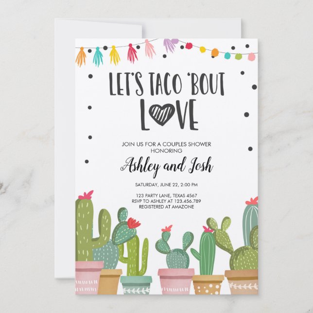 Taco Bout Love Fiesta Couples Douche Invitation Ca (Devant)