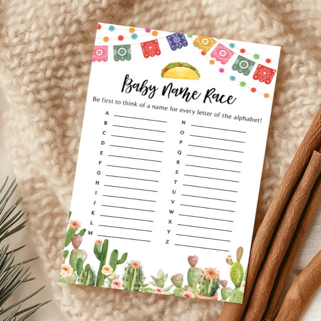Taco Bout Un Bébé Jeu de Noms de Bébé Fiesta (Fiesta Cactus Baby Shower Baby Name Race Game)