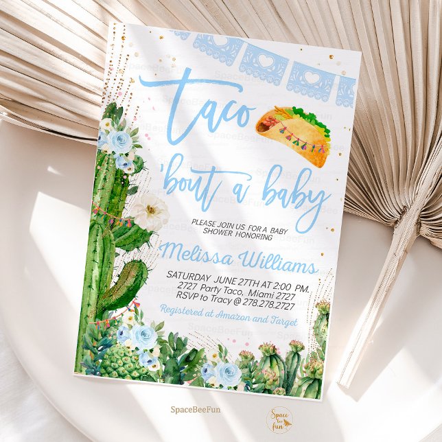 Taco Bout Un garçon Invitation Baby shower (taco bouta baby invite boy,invitation fiesta baby shower cactus cincode mayo tropical mexican i)