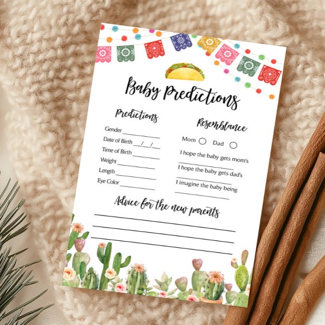 Taco Bout une Fête de Bébé Jeu de Prédictions pour (Fiesta Cactus Baby Shower Baby Predictions Game)