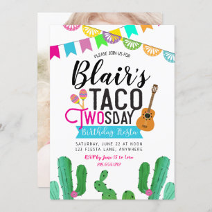 Taco Deux Jours Photo Anniversaire Invitation