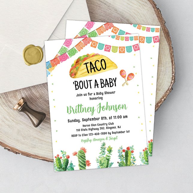 Taco Fiesta Baby shower Invitation Cactus mexicain (Créateur téléchargé)