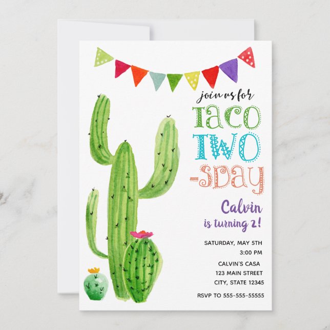 Taco Invitation à deux jours d'anniversaire (Devant)