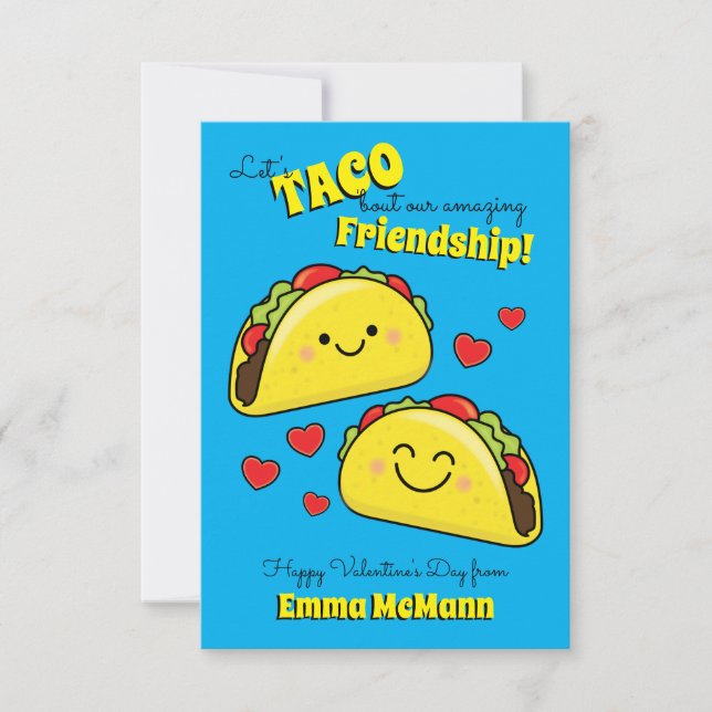 Taco Kids Classroom Valentine Friendship Cartes (Devant)