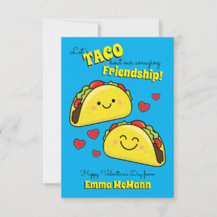 Taco Kids Classroom Valentine Friendship Cartes
