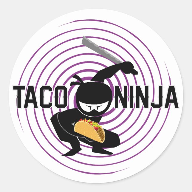 Taco Ninja Design - Stickers Rond Classique (Devant)