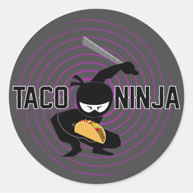 Taco Ninja Design - Stickers Rond Classique (Devant)