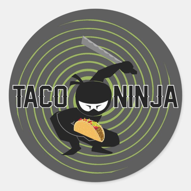 Taco Ninja Design - Stickers Rond Classique (Devant)