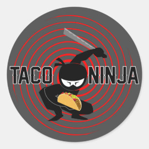 Taco Ninja Design - Stickers Rond Classique