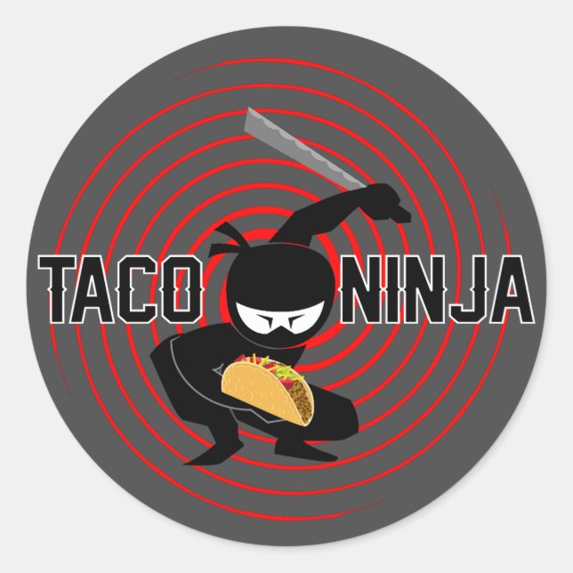 Taco Ninja Design - Stickers Rond Classique (Devant)