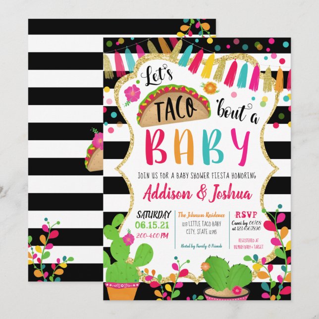 Taco parle d'une invitation Baby shower (Devant / Derrière)