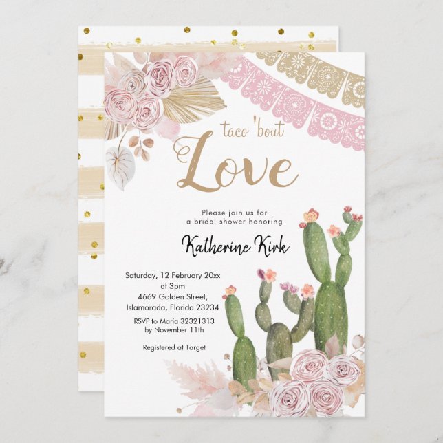 Taco sur l'amour nuptiale de douche Invitation (Devant / Derrière)