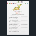 Taco & Tequila Fiesta Couple's Shower Trivia jeux<br><div class="desc">Tacos et Tequila mexicaine Fiesta thème Bridal / couples douche Trivia jeu avec aquarelle illustration de taco et margarita. Personnalisez le dos de la carte avec le nom du couple et la date de la douche.</div>
