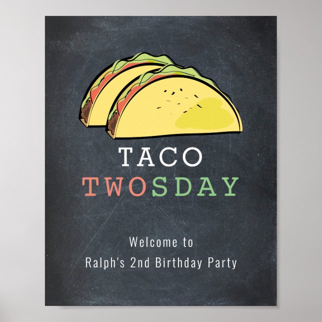 Taco Twosday Chalkboard Affiche de bienvenue d'ann (Devant)