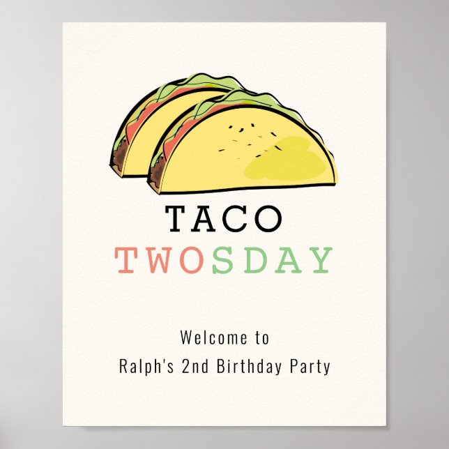 Taco Twosday Cream Affiche de bienvenue d'annivers (Devant)