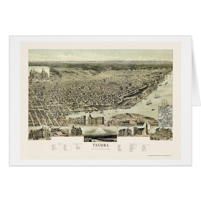 Tacoma, carte panoramique de WA - 1890 (Devant horizontal)
