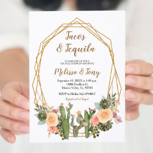 Tacos et Tequila Cactus Couples Douche Invitation