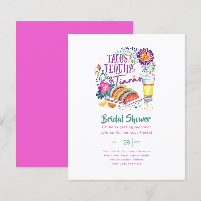 Tacos Tequilas Tiaras Fête des mariées Dernière (Devant / Derrière)