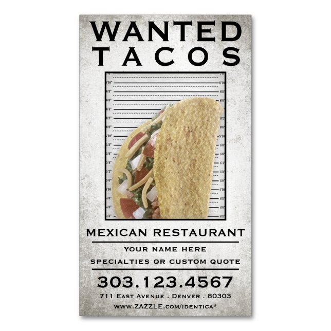 tacos voulait un carte de visite d'affiche (devant Vertical)