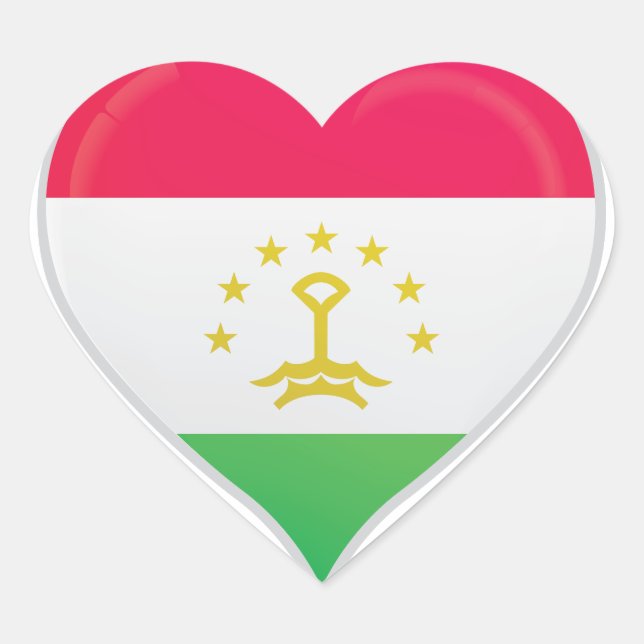 Tadjikistan amour drapeau orgueil autocollant coeu (Devant)