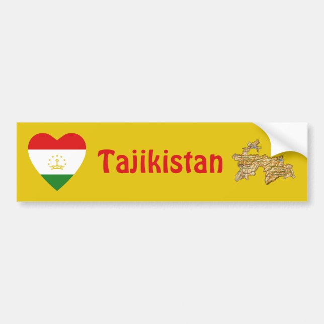 Tadjikistan Coeur Drapeau + Sticker de pare-chocs (Devant)