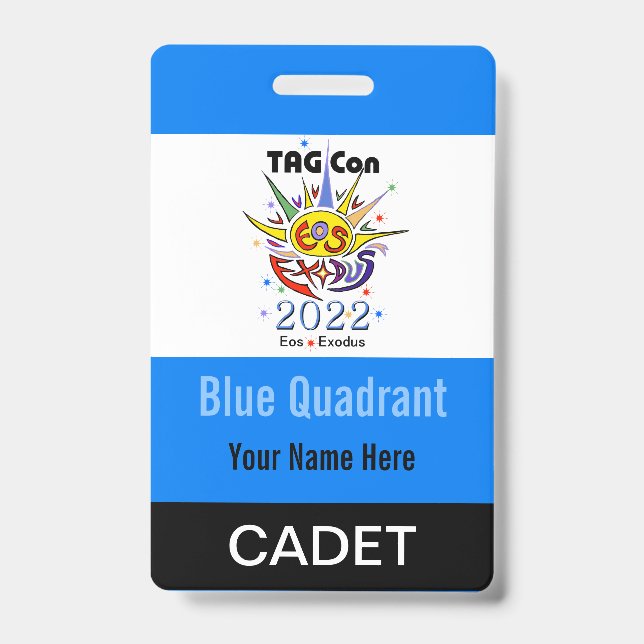 TAG Con 2022 - Quadrant bleu - Badge Cadet (Face)