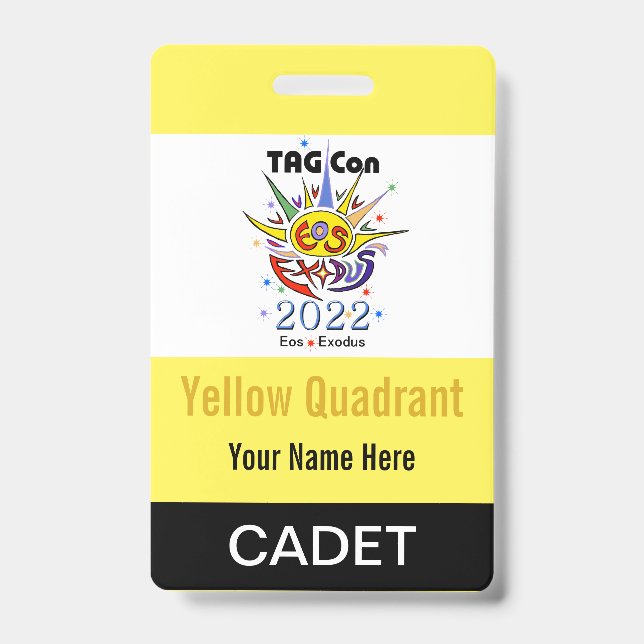 TAG Con 2022 - Quadrant Jaune - Badge Cadet (Face)