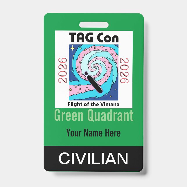 TAG Con 2026 - Green Quadrant - Civilian Badge (Face)
