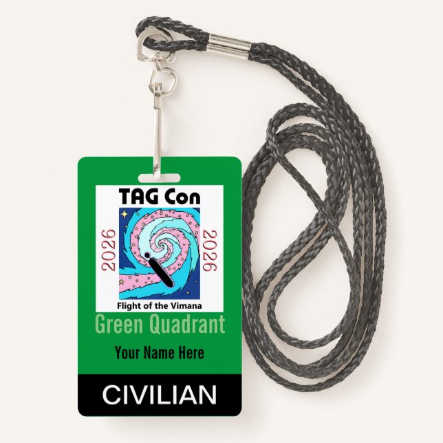 TAG Con 2026 - Green Quadrant - Civilian Badge (Devant avec lanière)