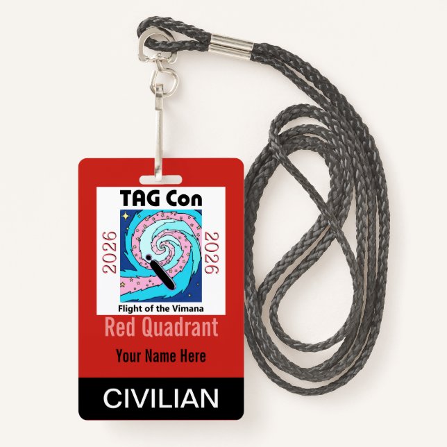 TAG Con 2026 - Red Quadrant - Civilian Badge (Devant avec lanière)