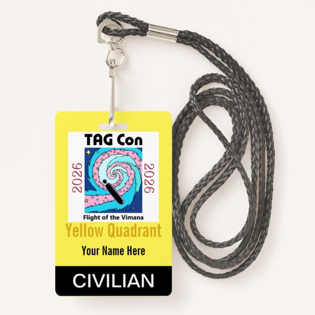 TAG Con 2026 - Yellow Quadrant - Civilian Badge (Devant avec lanière)