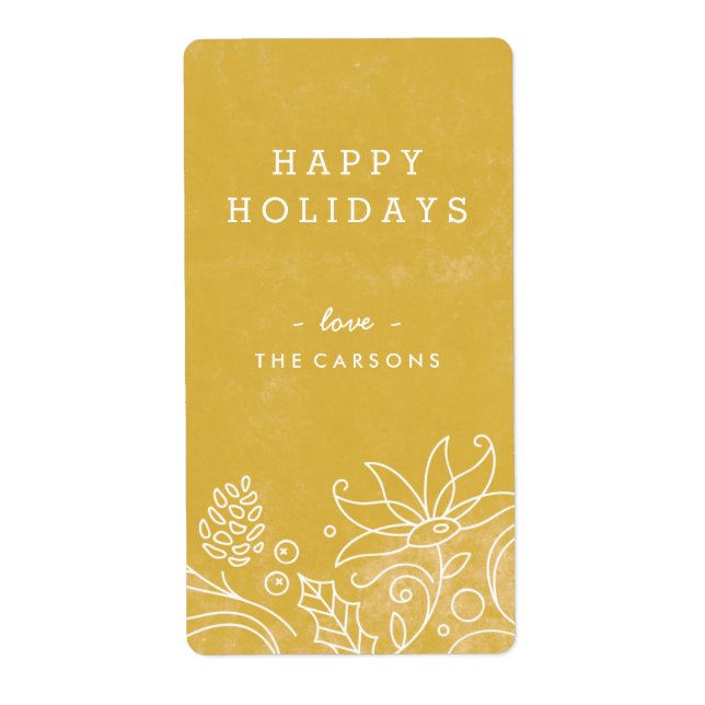 Tag Étiquette Floral Wreath - Gold (Devant)