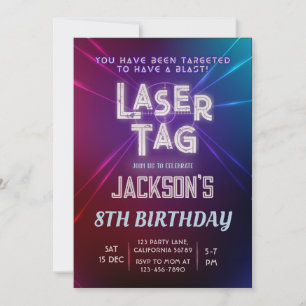 Tag laser Invitation Anniversaire Neon Invitation