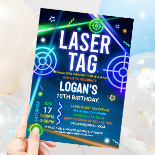 Tag laser Invitation Anniversaire Tag laser néon