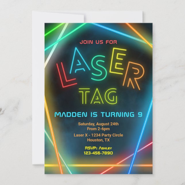 Tag laser Invitation d'anniversaire | Laser Tag Pa (Devant)