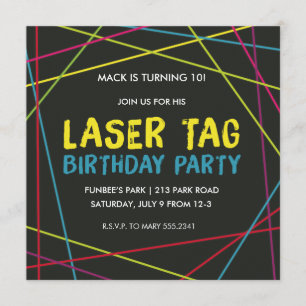 Tag laser Invitation de fête d'anniversaire