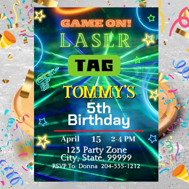 Tag laser Invitation de fête d'anniversaire (Créateur téléchargé)