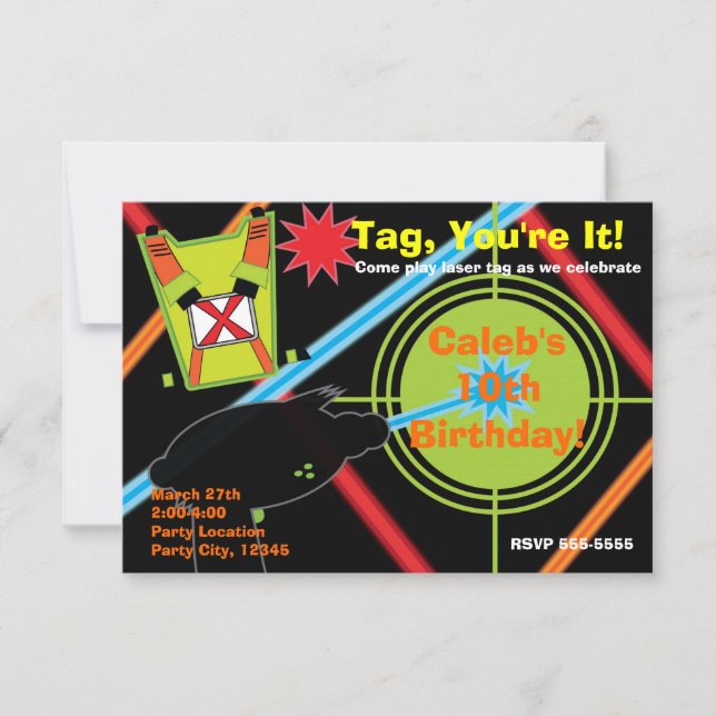 Tag laser Invitation de fête d'anniversaire (Devant)