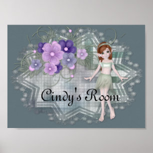 Tag Poster personnalisable Petit Elfe avec Fleurs