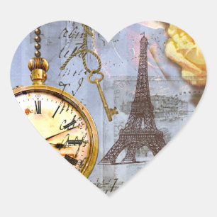 Tag Steampunk & Yellow Roses Heart Sticker