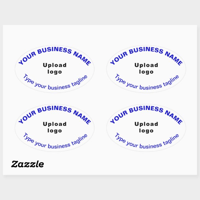 Tagline commerciale Textes bleus sur Sticker ovale (Feuille)