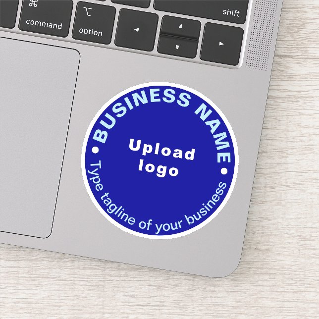 Tagline d'affaires sur Sticker en Vinyle Rond Bleu (Détail)