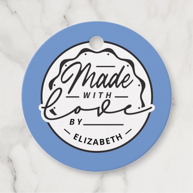 Tags Étiquette Fabriqué avec Amour Cercle (Devant)