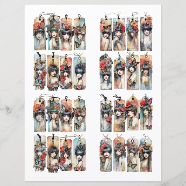 Tags Fuzzy cut Dames avec Fleurs (Devant)