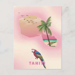 Tahiti carte illustrée affiche de voyage