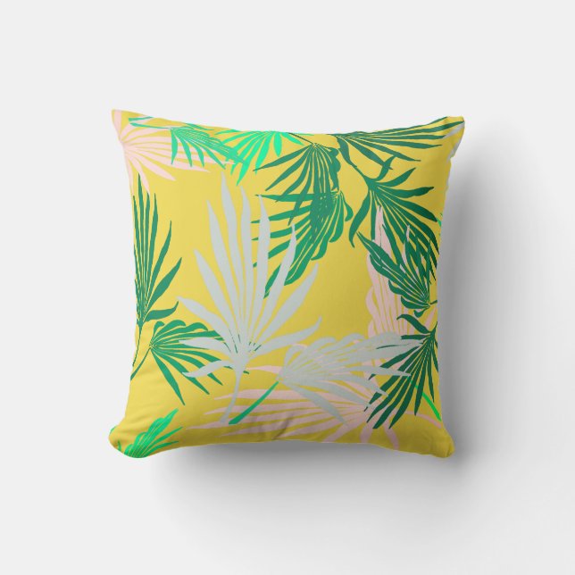 Taie de coussin de feuilles de palmier vert nature (Recto)