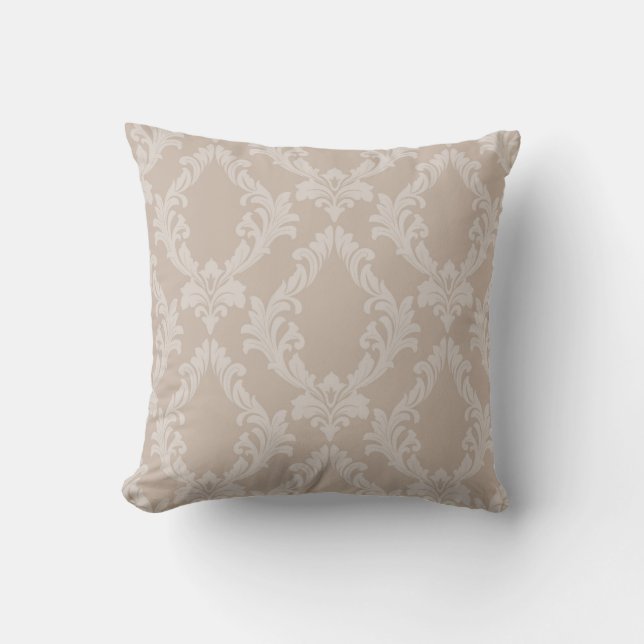 Taie de coussin élégante en taupe à motif damassé (Recto)