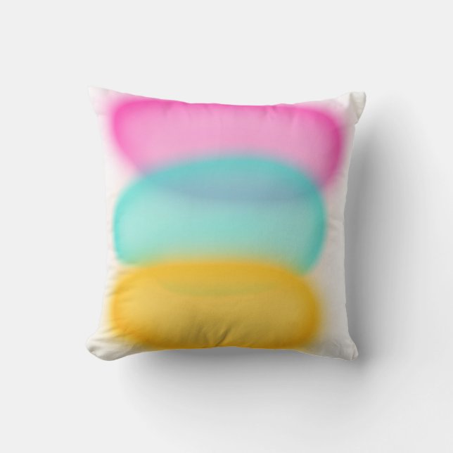Taie de coussin en art abstrait rose bleu (Recto)
