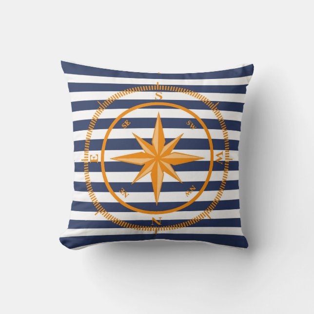 Taie de coussin réversible Boussole marine (Recto)