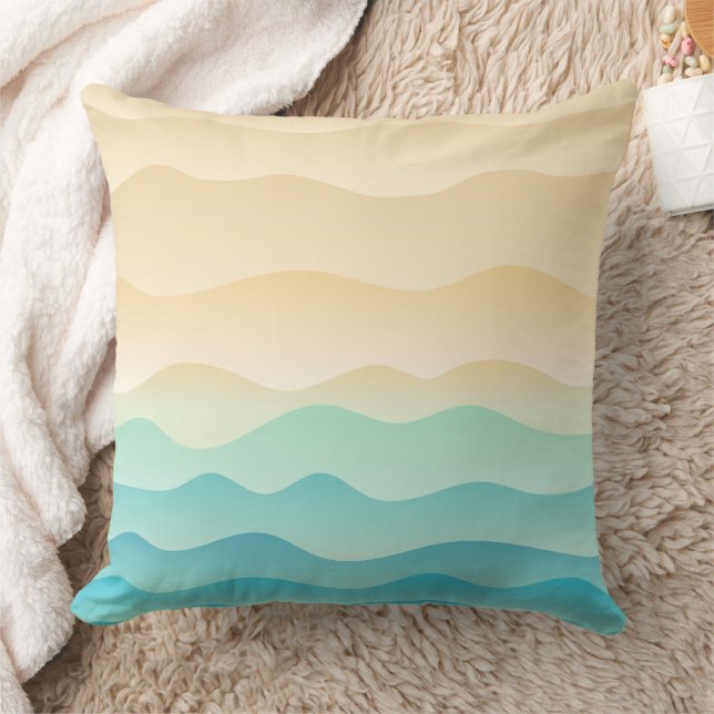 Taie de coussin Vagues Côtières Abstraites, Turquo (Couverture)